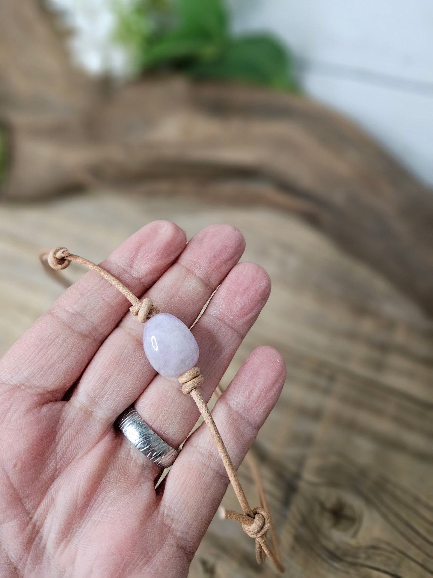 Amethyst Gemstone Nugget Choker on Leather