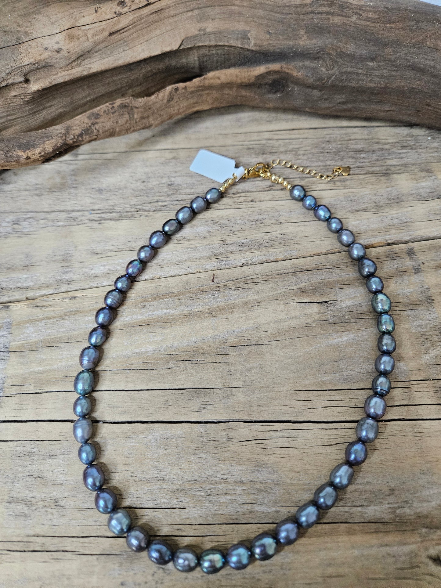 Dark Grey Rice Freshwater Pearl Necklace