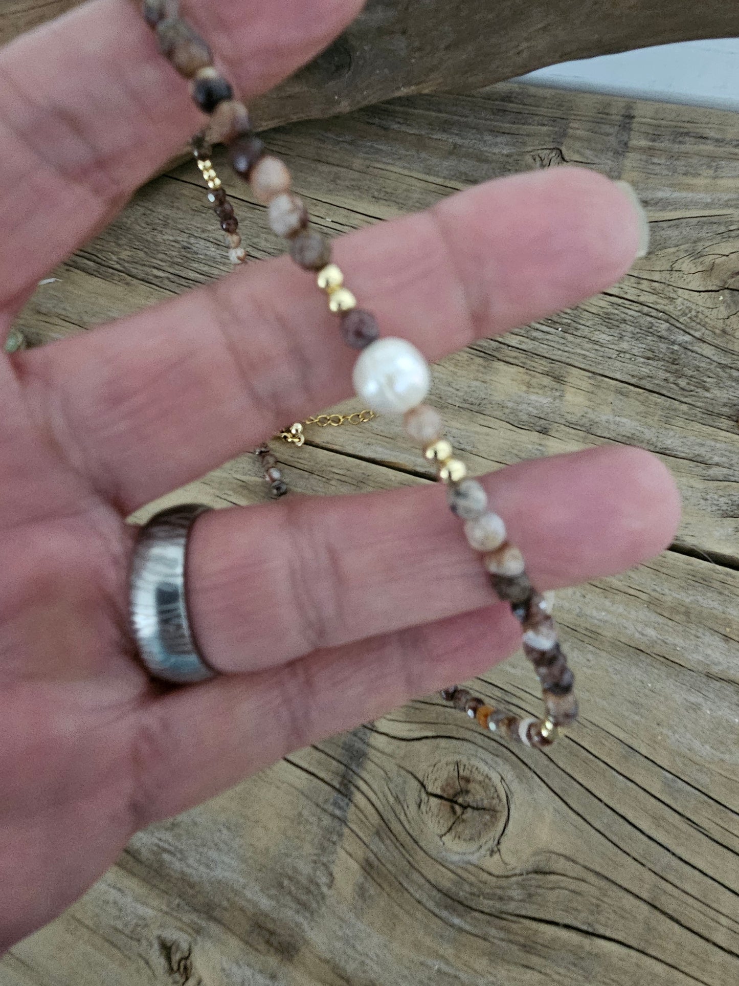 Bohemian Style Jasper Faceted Stone Necklace