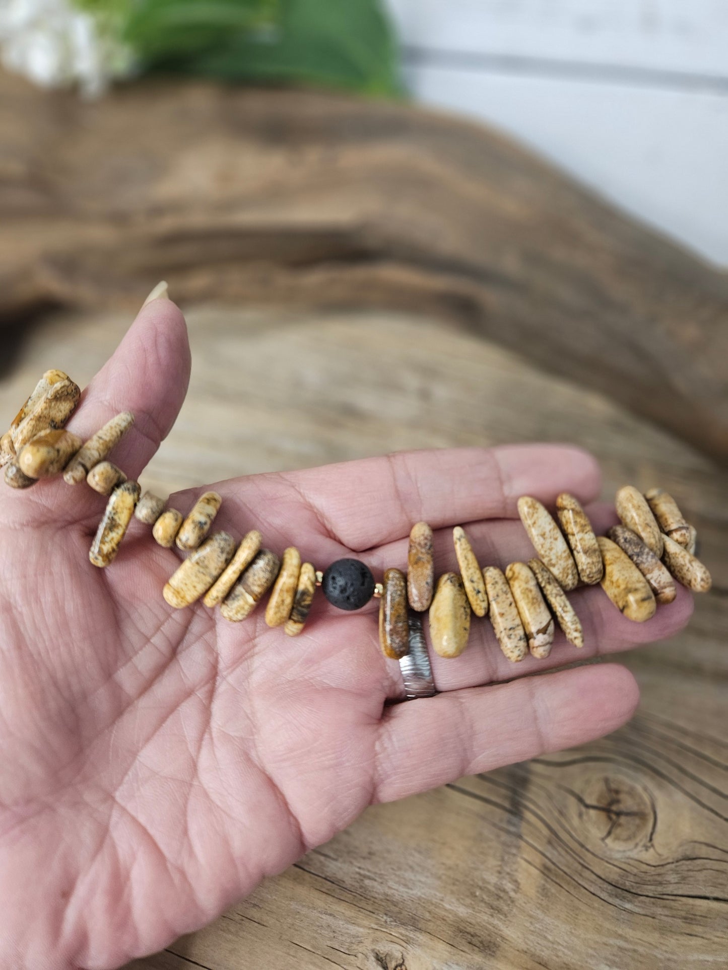 Picture Jasper Bead Necklace