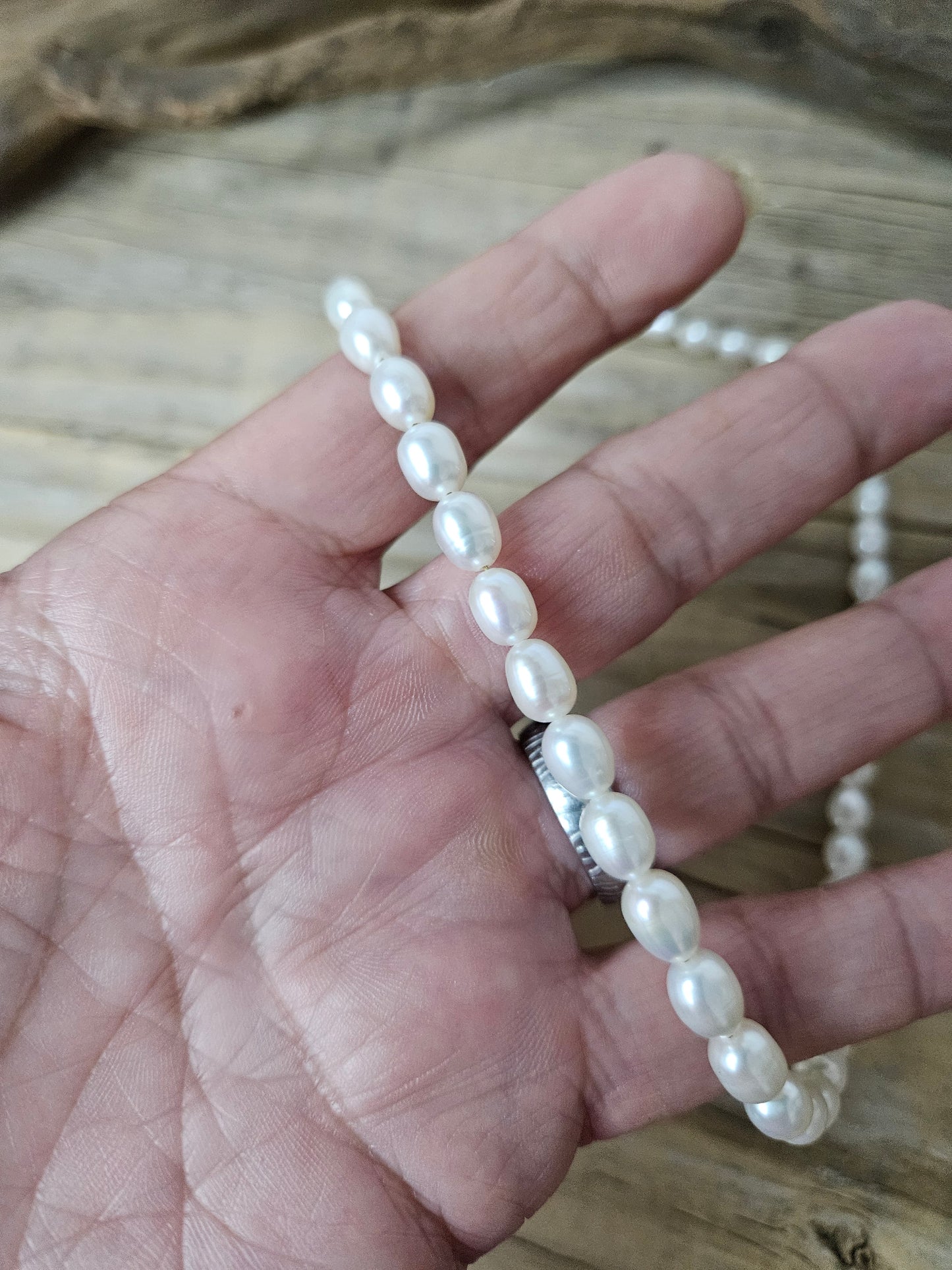 White Freshwater Rice Pearl Necklace