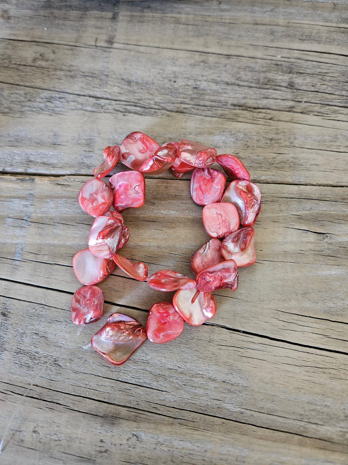 Salmon Pink Shell Beads - 13.5" Inch Strand