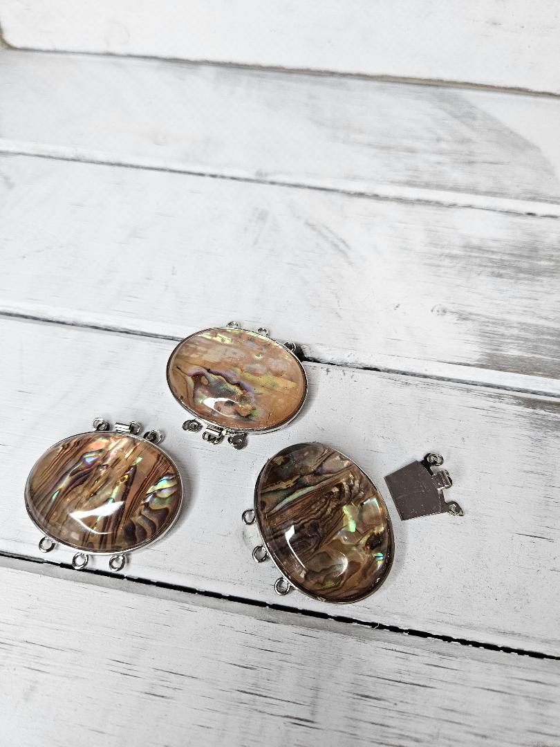 Large Trippel Strand Multi Color Abalone Shell Clasp For Necklace or Bracelet Jewelry