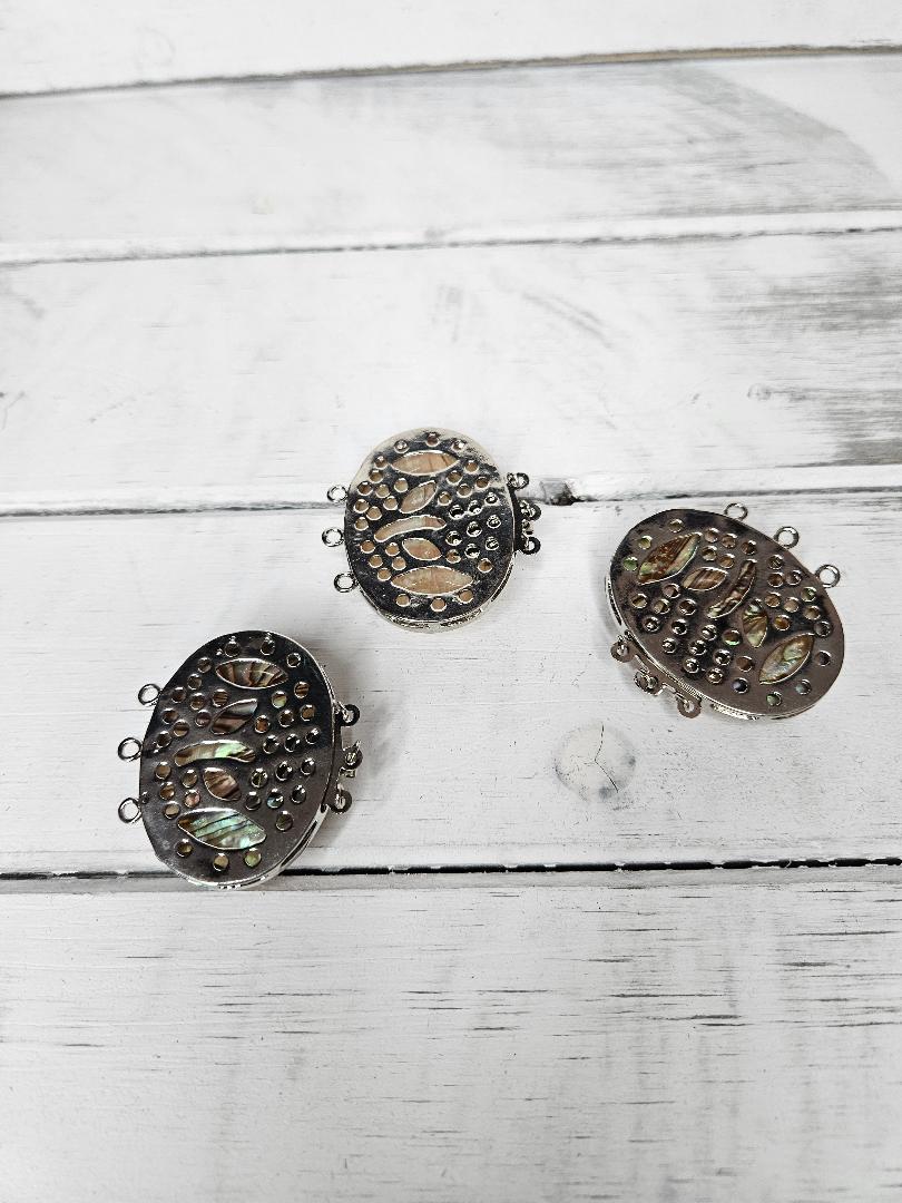 Large Trippel Strand Multi Color Abalone Shell Clasp For Necklace or Bracelet Jewelry