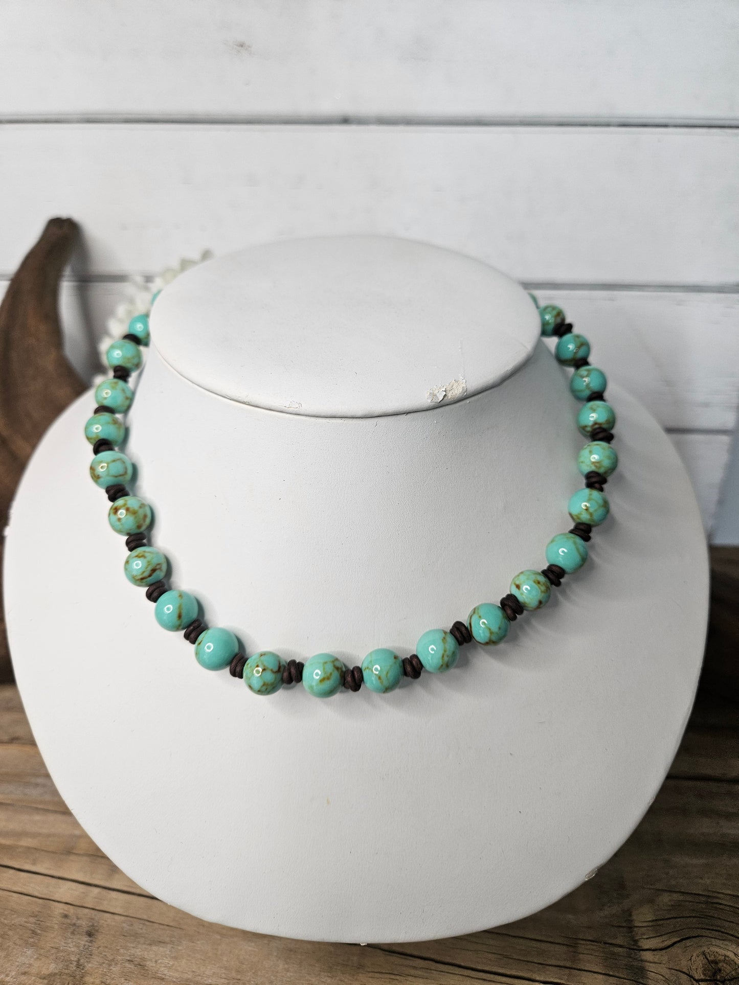 Knotted Turquoise Blue Jasper Leather Necklace & Earring Set | Boho Anytime Gift