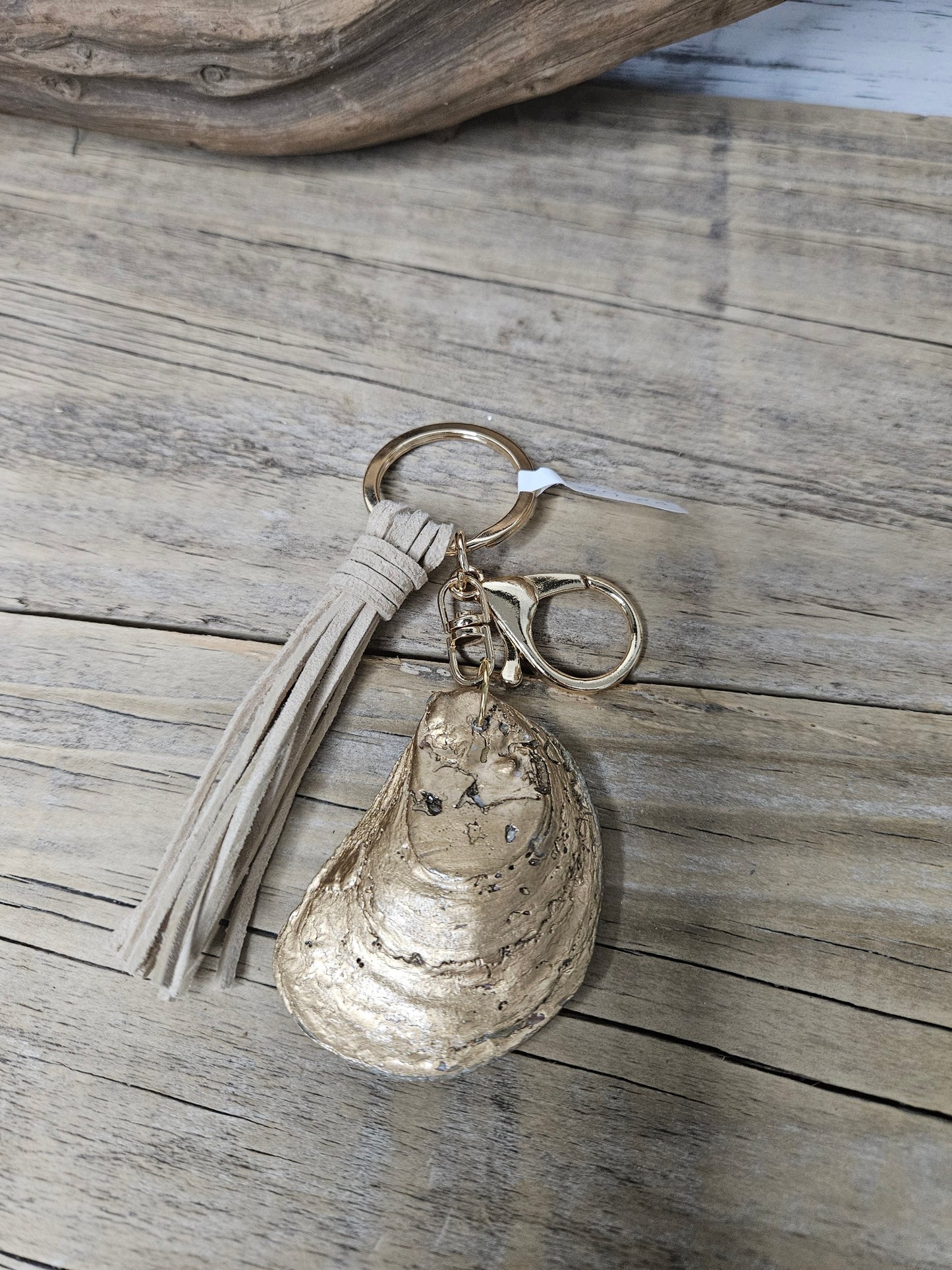 Mermaid Oyster Shell Tassel Keychain | Coastal Boho Purse Charm