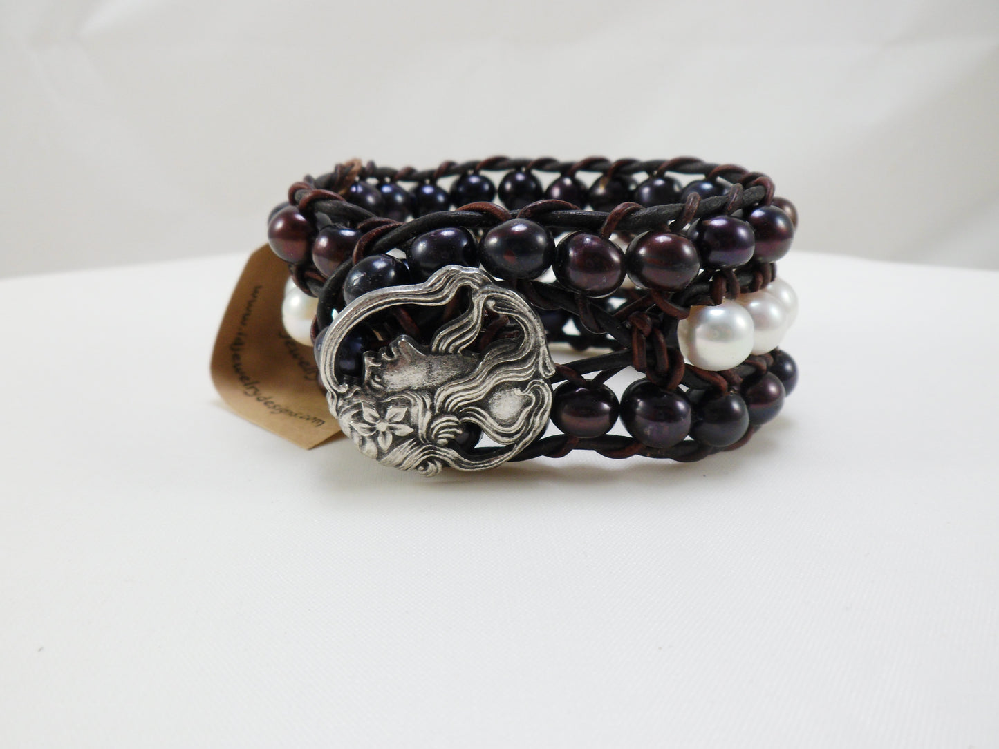 Braided Freshwater Pearl Leather Bracelet,wrap Bracelet