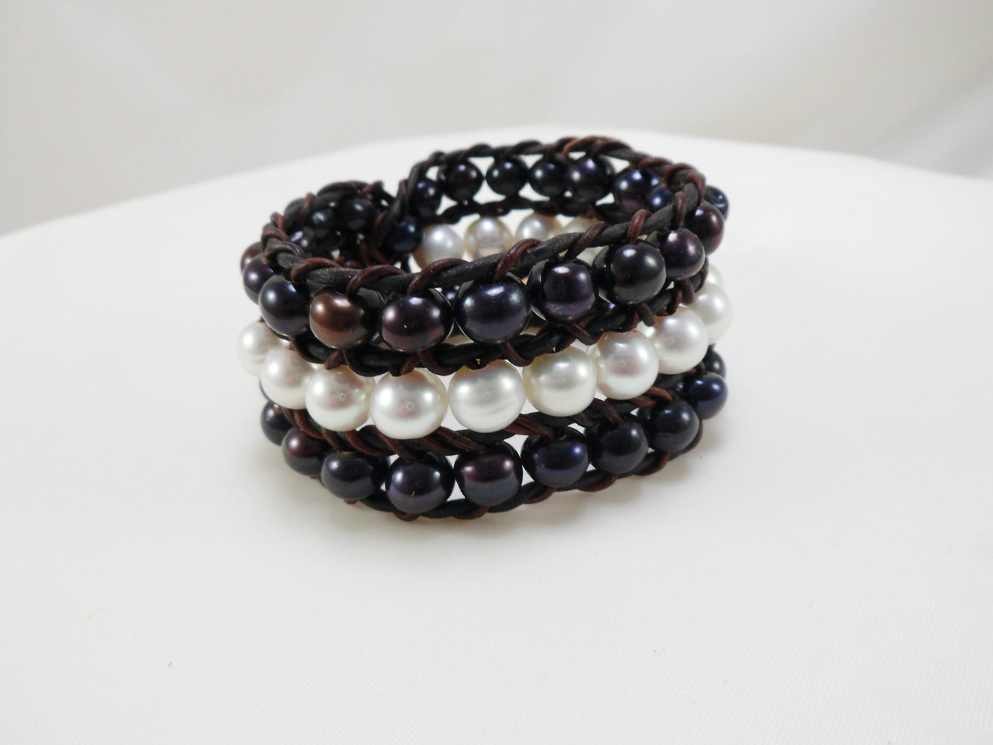 Braided Freshwater Pearl Leather Bracelet,wrap Bracelet