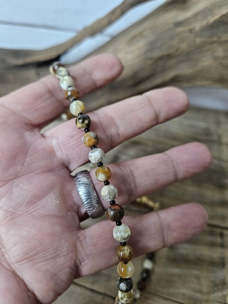 Boho Chic Fire Agate Beaded Necklace 6mm – Healing Stone