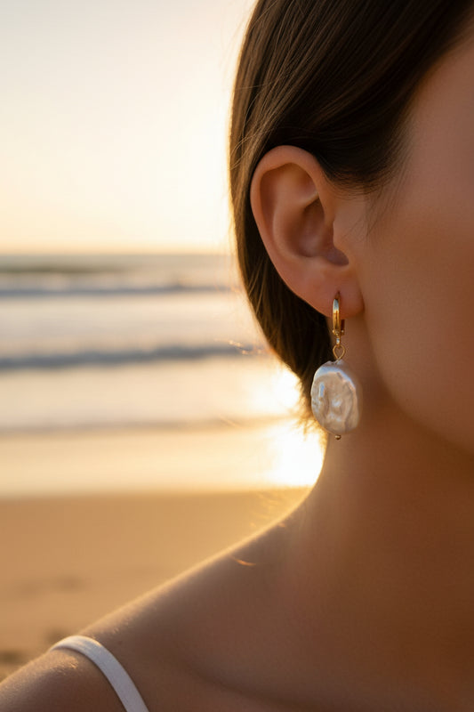 Baroque Freshwater Pearl Gold Filled Dangle Earrings
