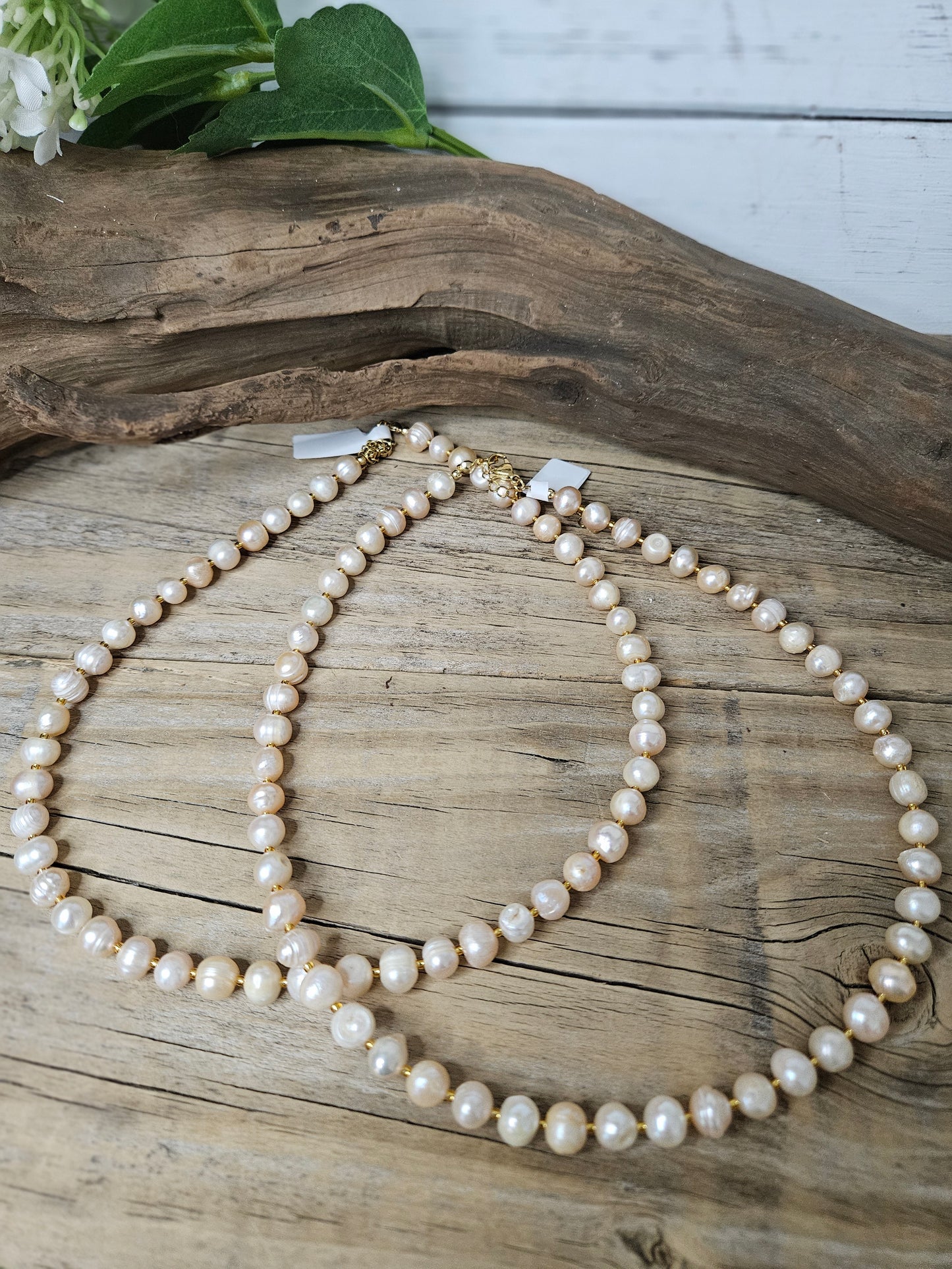 Peach Color Freshwater Pearl Beaded Necklace