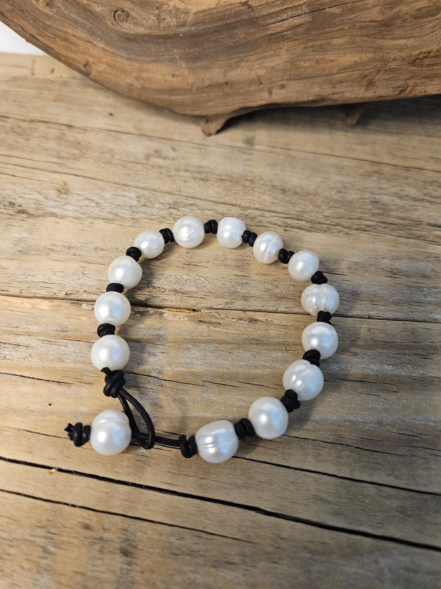 Boho Beach Knotted Freshwater Pearl Leather Bracelet