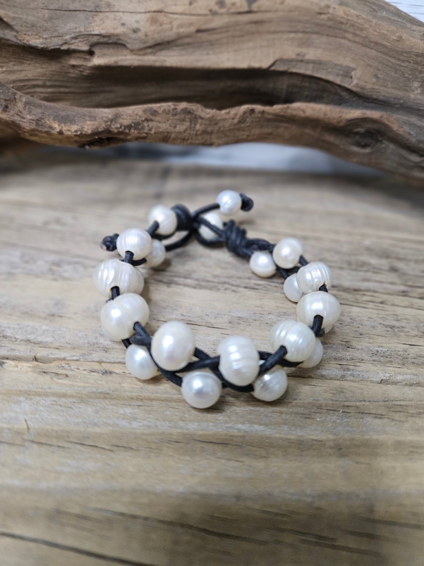 Braided Pearl on Leather Bracelet -Perfect Gift
