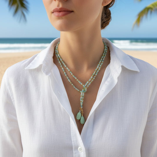Bohemian Sea Green Wrap Necklace