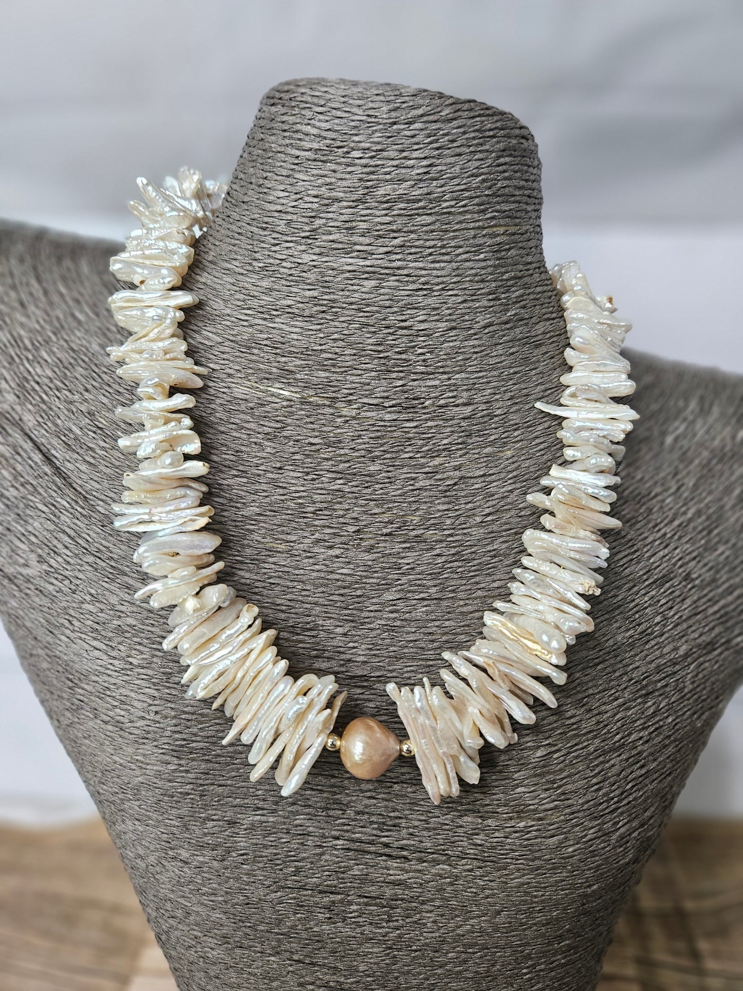 Biwa Stick & Kasumi Pearl Statement Necklace