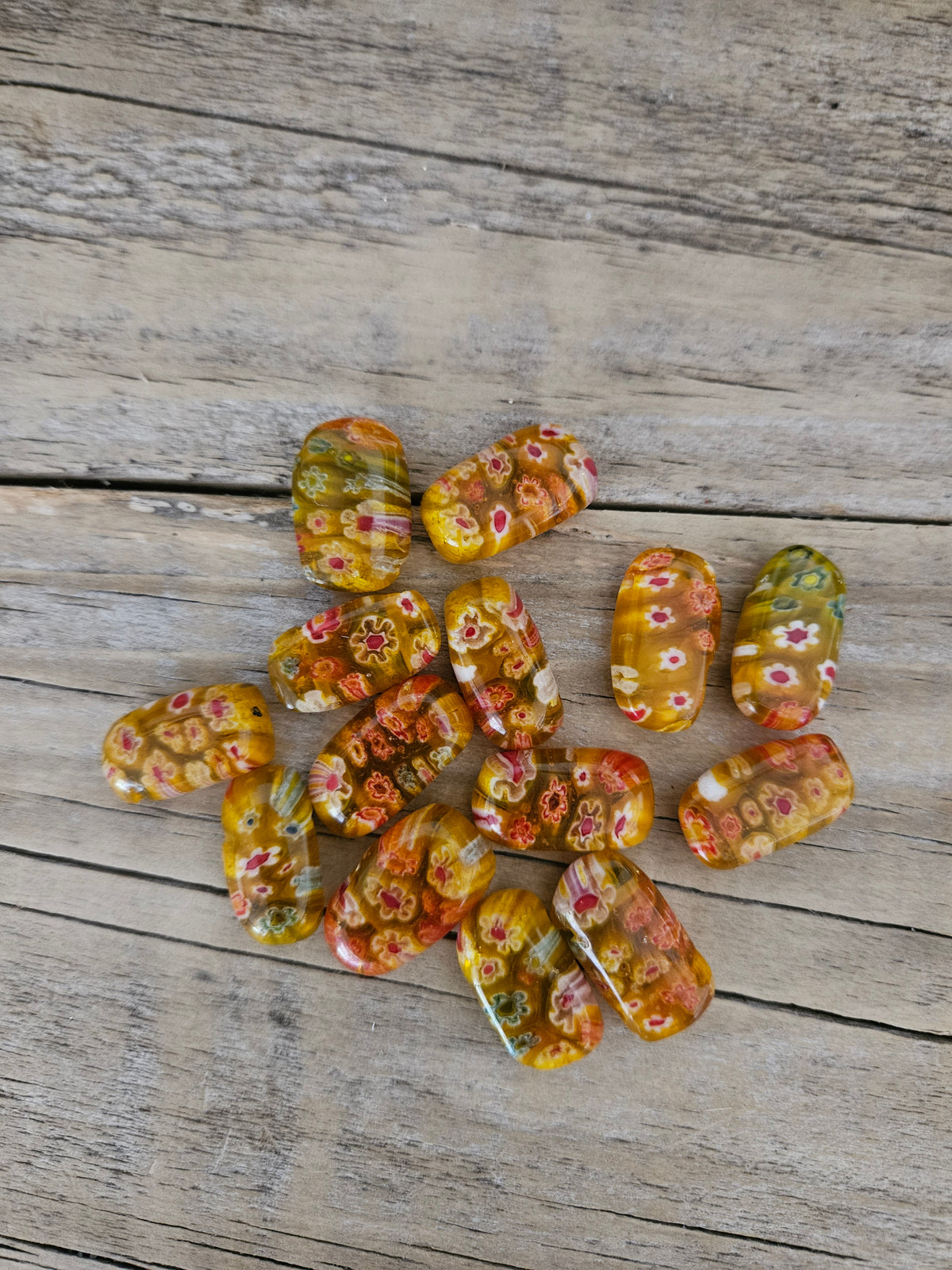 Murano Multi Color Glass Beads 14 Pieces