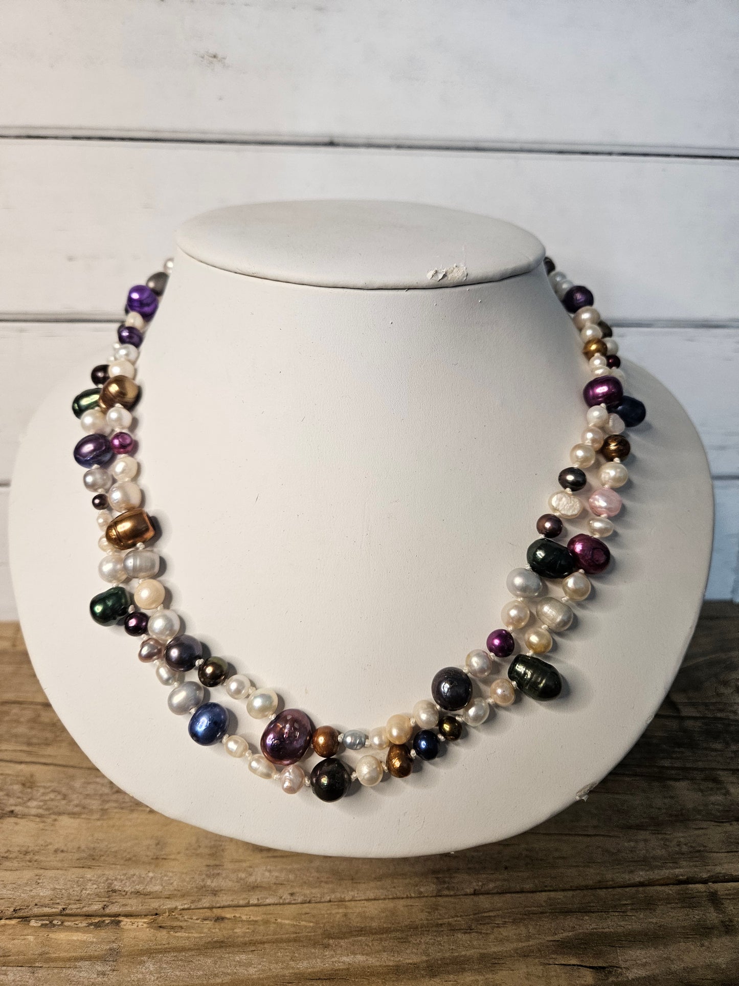 Hand Knotted Mixed Color Freshwater Pearl Long Necklace