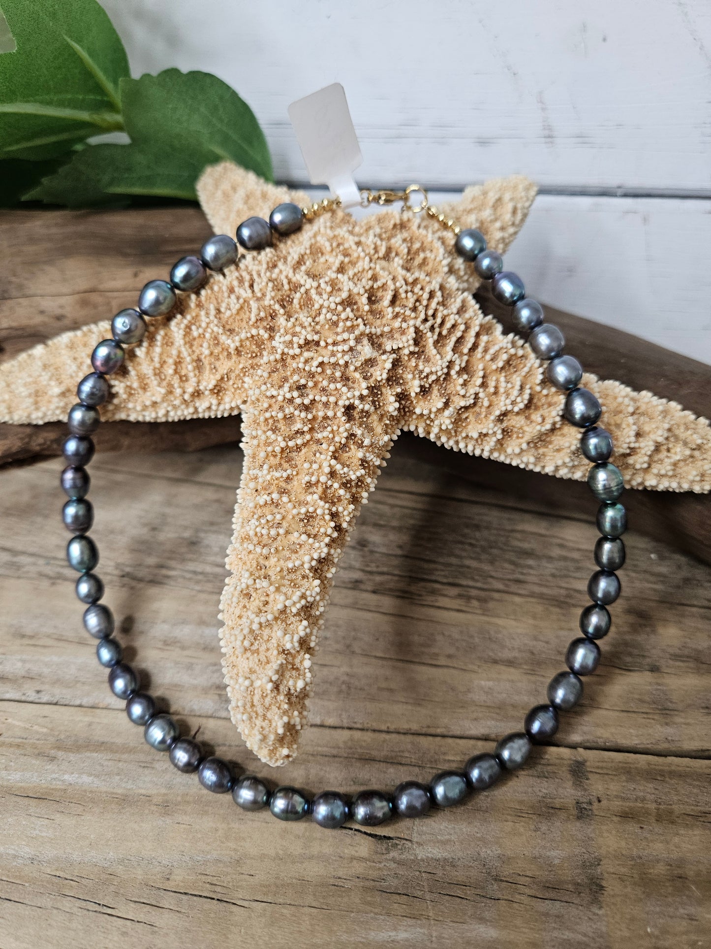 Dark Grey Rice Freshwater Pearl Necklace