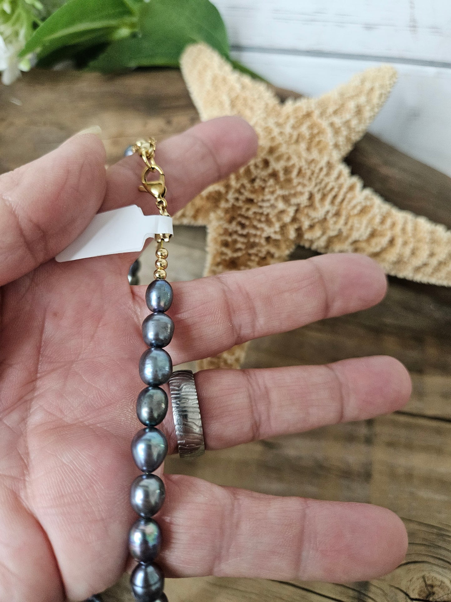 Dark Grey Rice Freshwater Pearl Necklace