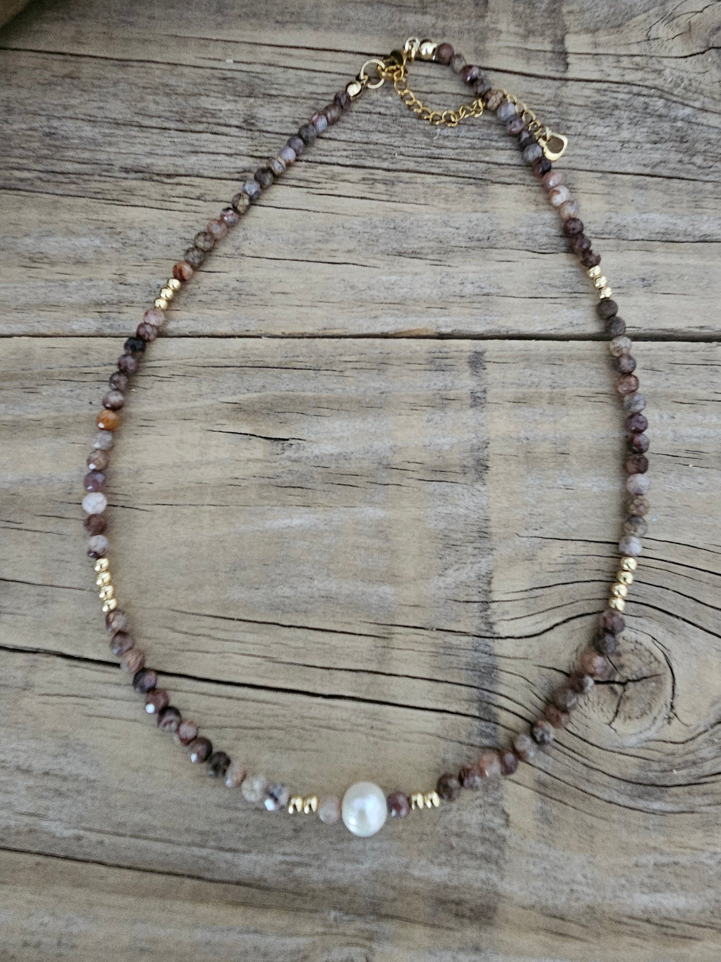 Bohemian Style Jasper Faceted Stone Necklace