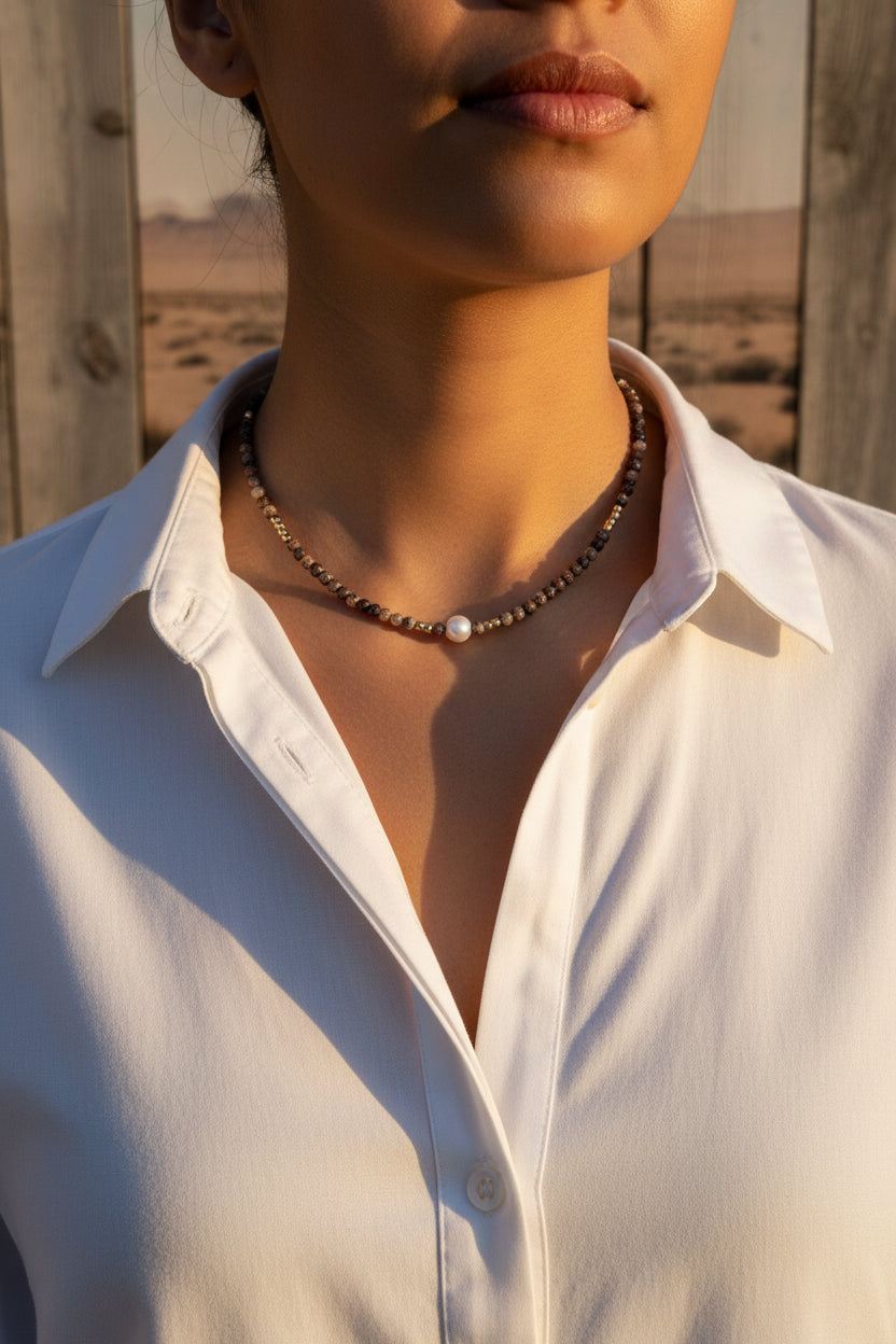 Bohemian Style Jasper Faceted Stone Necklace