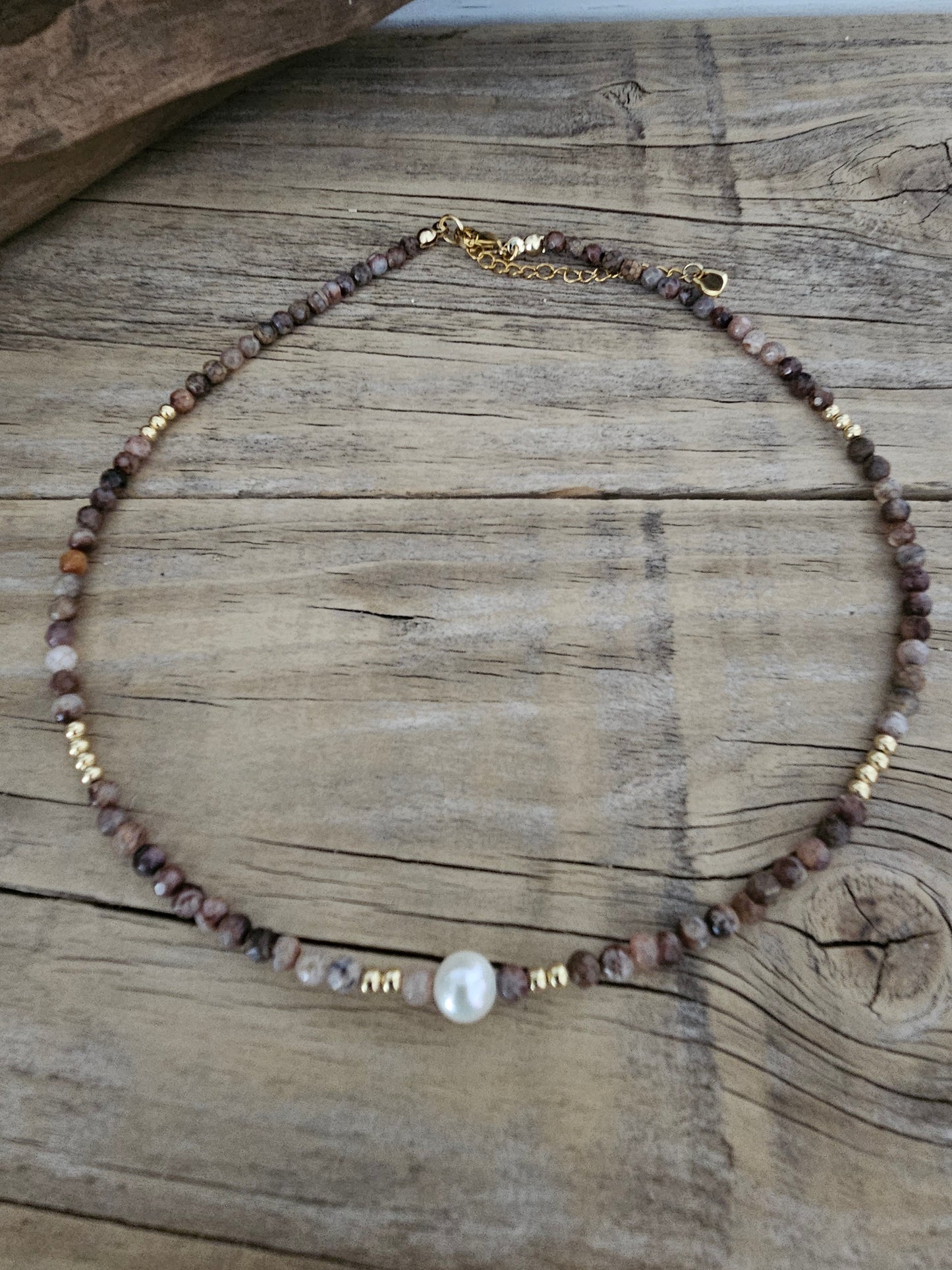 Bohemian Style Jasper Faceted Stone Necklace