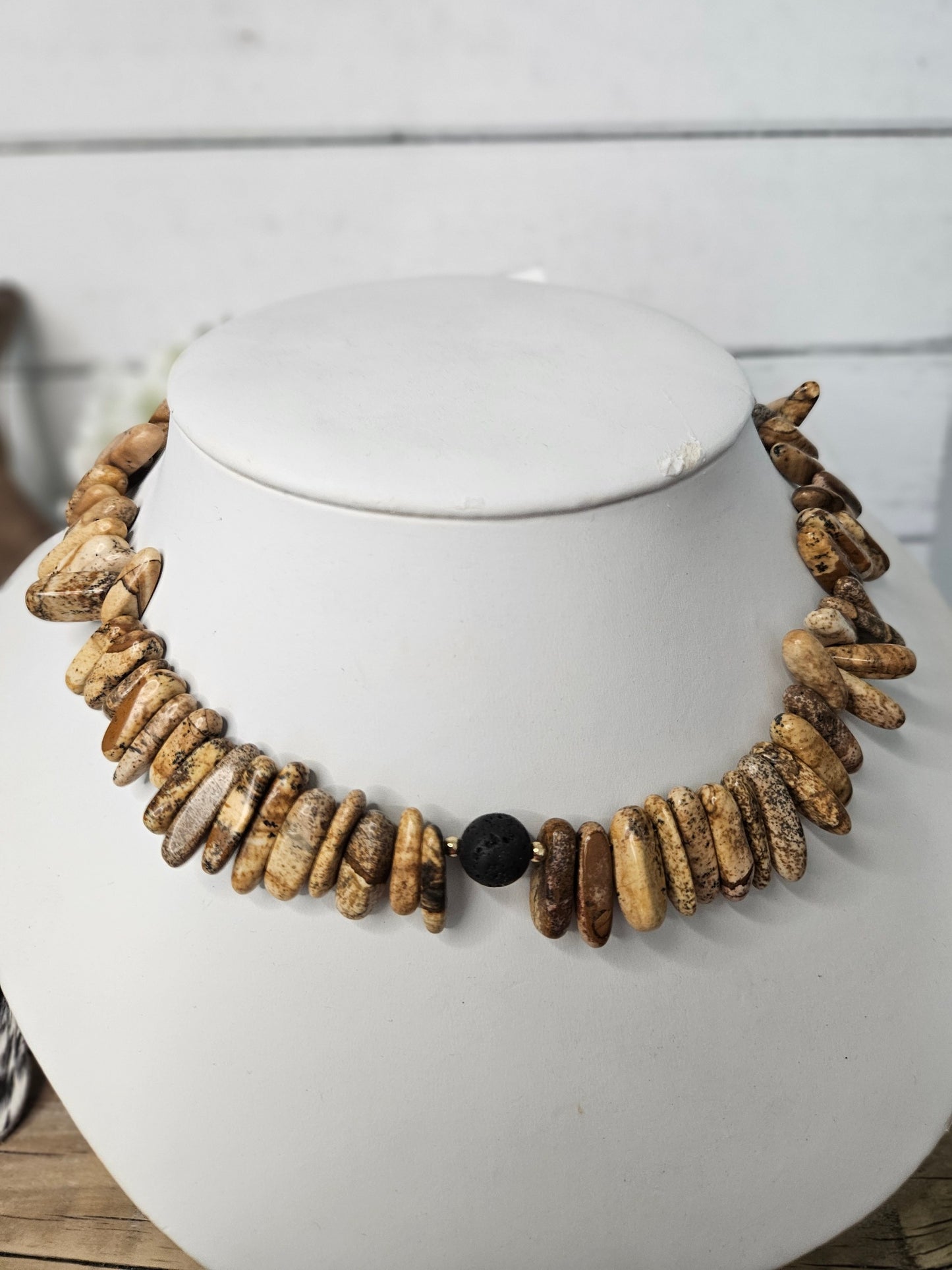 Picture Jasper Bead Necklace