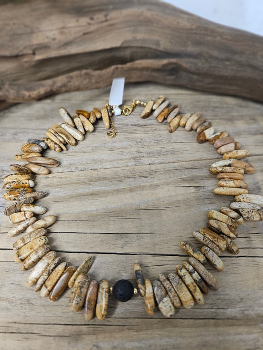 Picture Jasper Bead Necklace