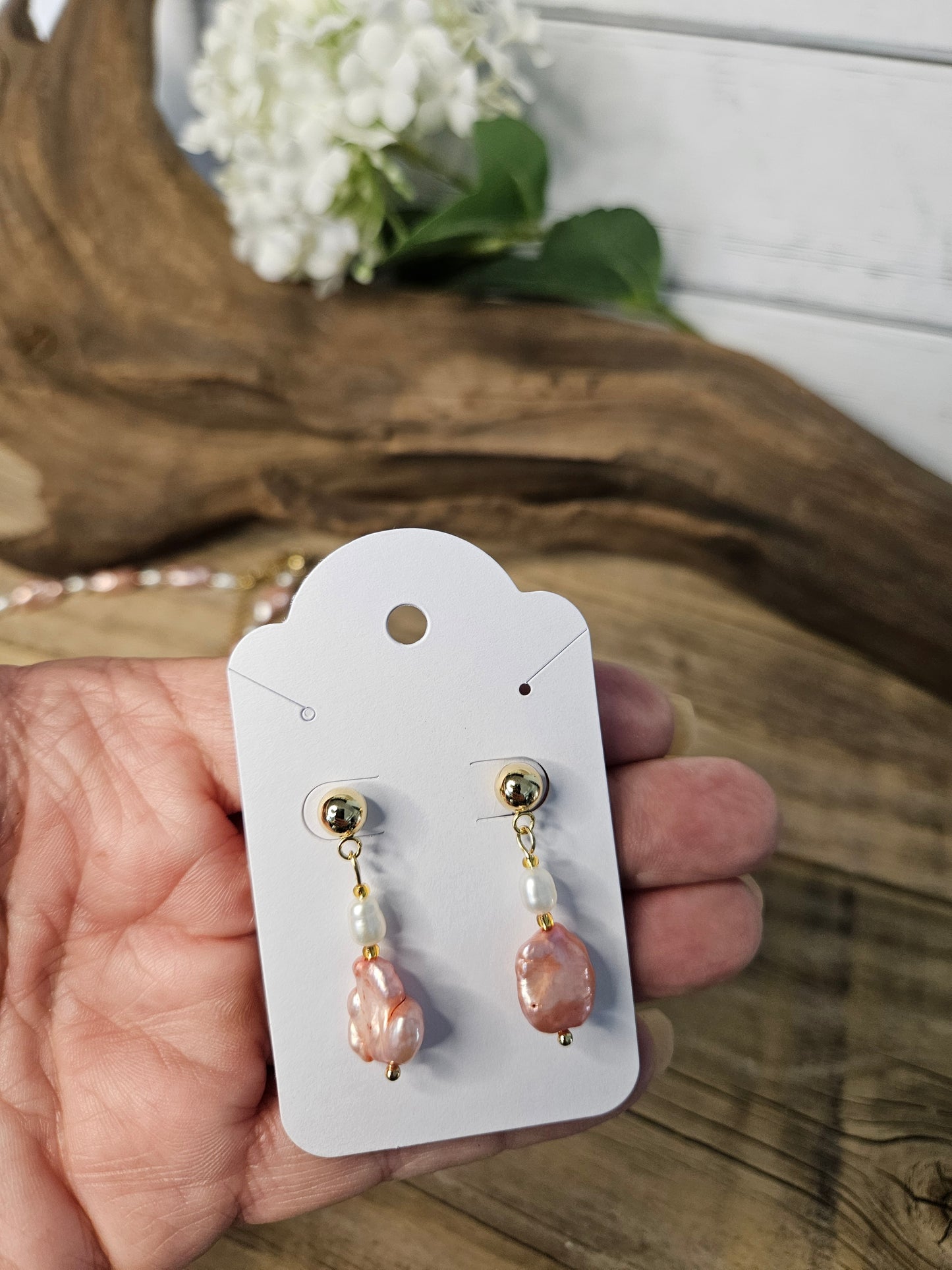 Pink Freshwater Pearl Necklace /Earring Set