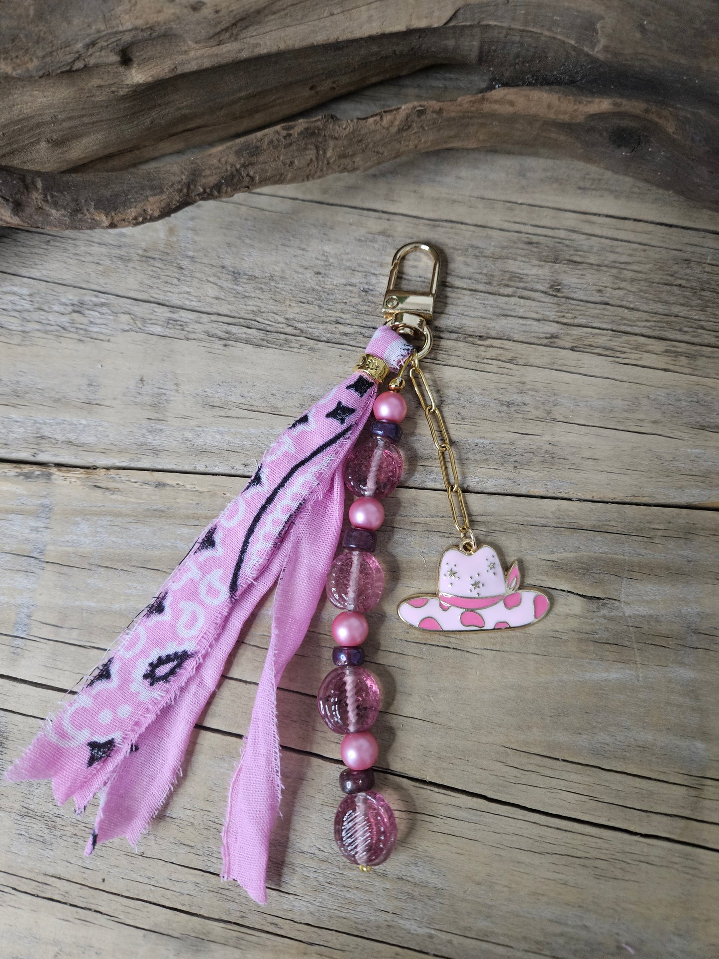 Southwestern Inspired Pink Cowgirl Purse Charm with Tassel