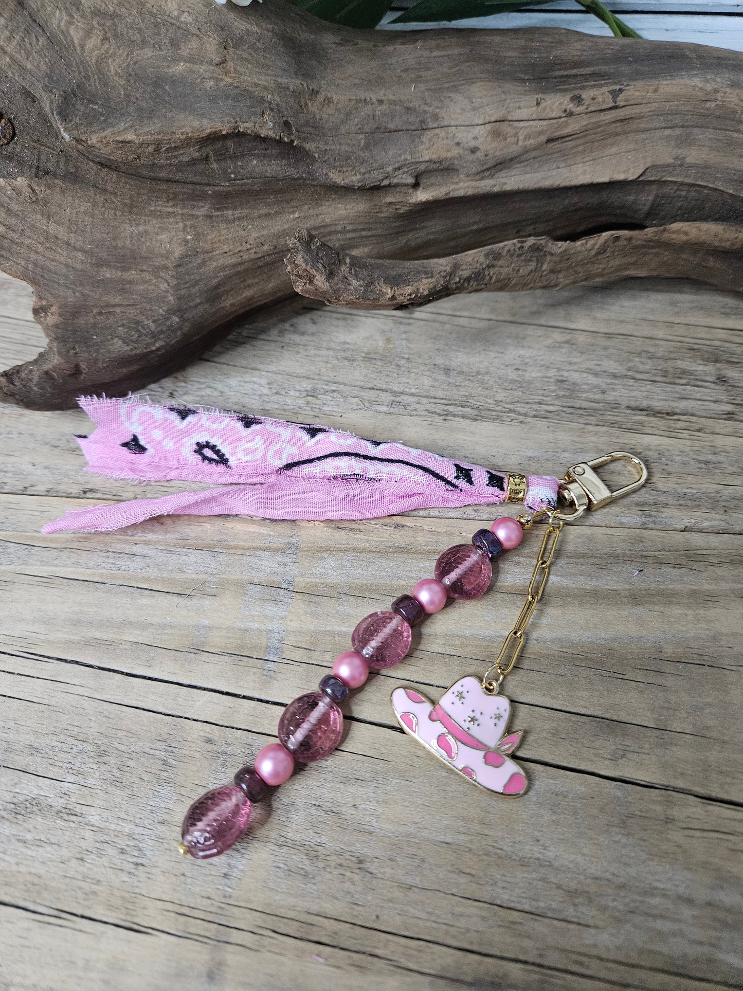 Southwestern Inspired Pink Cowgirl Purse Charm with Tassel