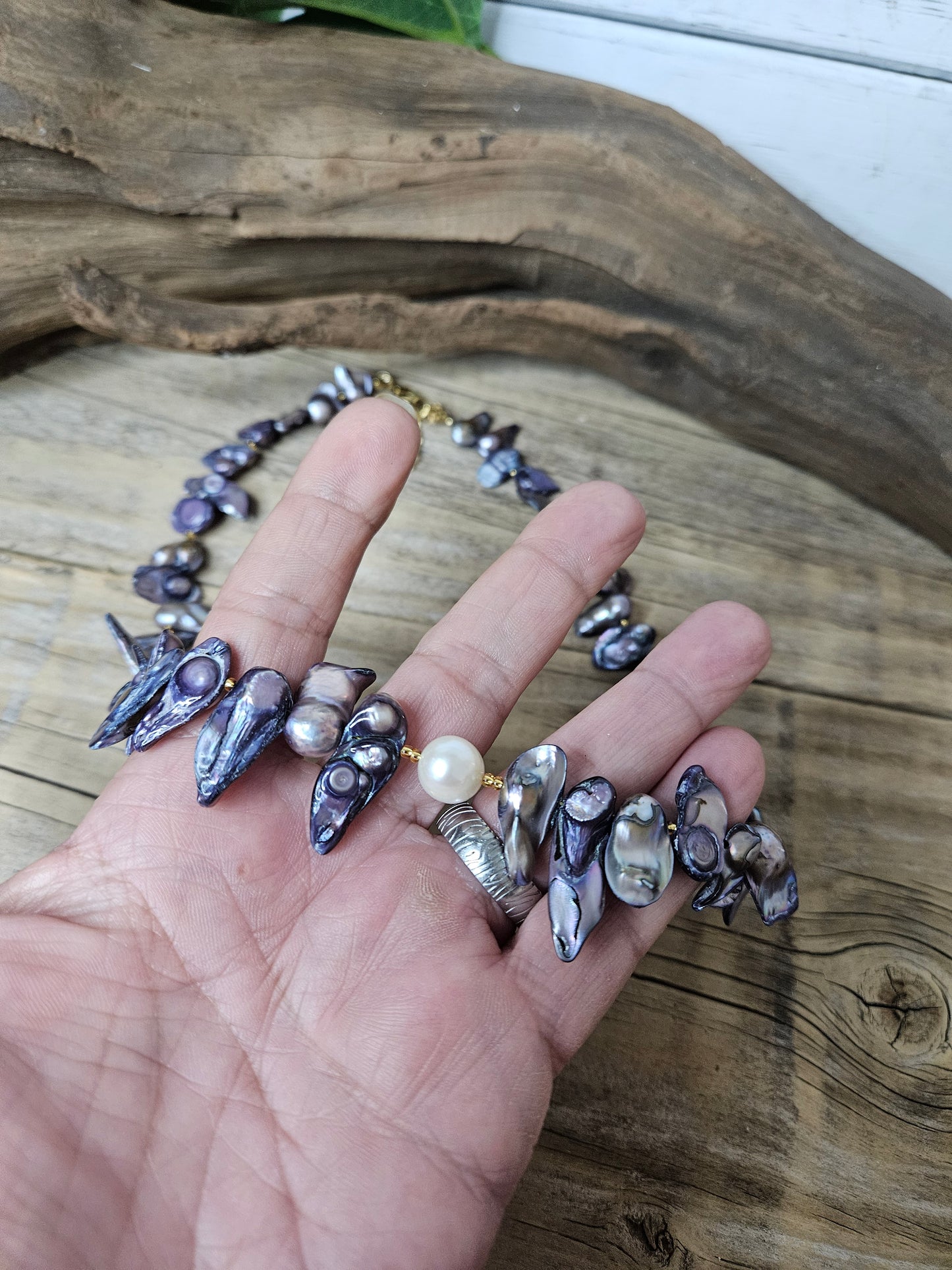 Purple Blister Pearl Necklace