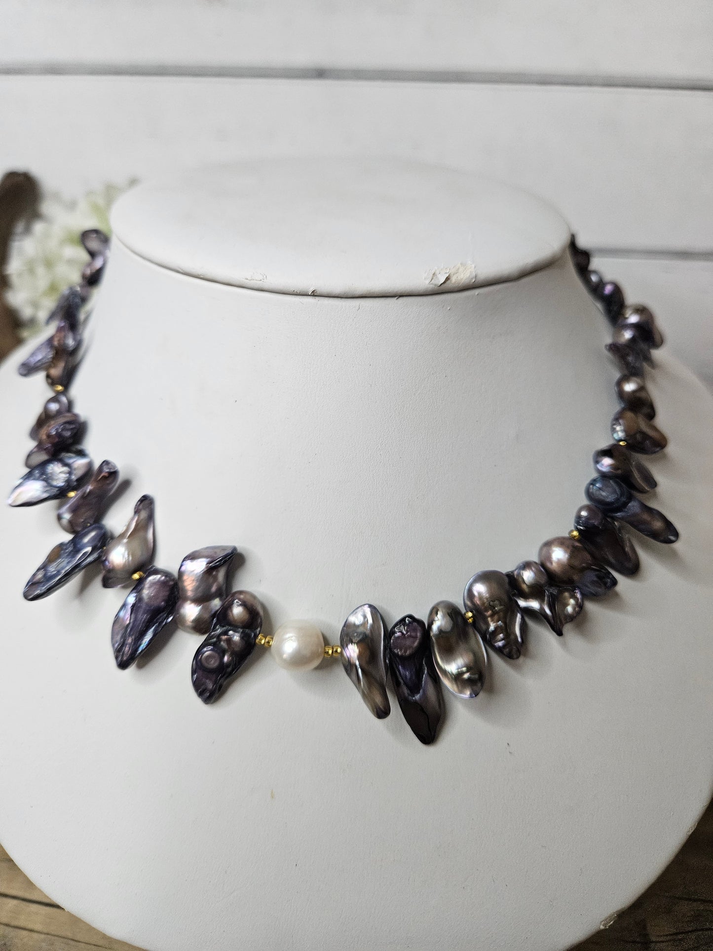 Purple Blister Pearl Necklace