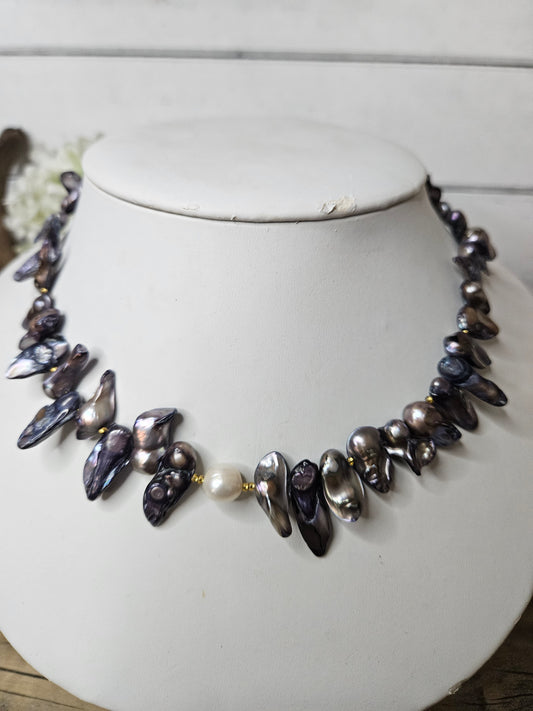Purple Blister Pearl Necklace