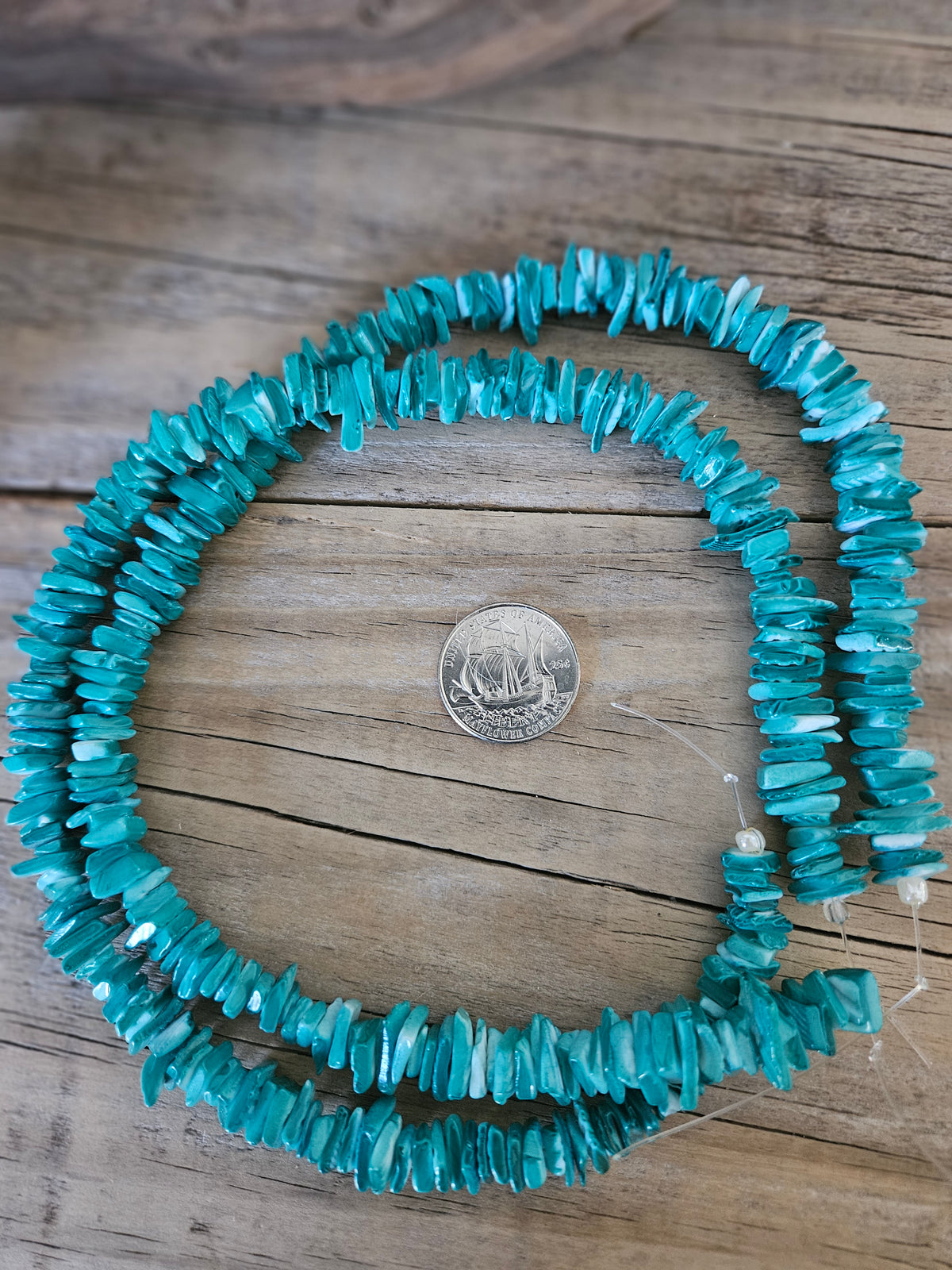 Turquoise Blue Shell Chips – 16-Inch Strand