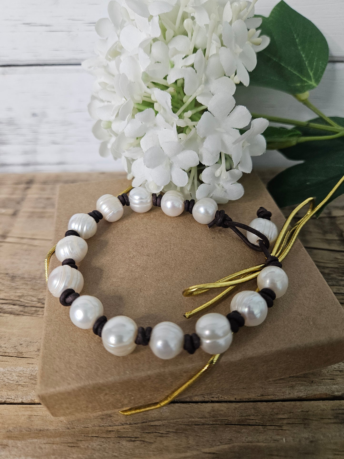 Boho Beach Knotted Freshwater Pearl Leather Bracelet